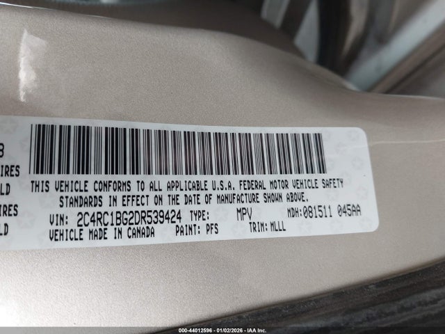 44012596 :رقم المزاد ، 2C4RC1BG2DR539424 vin ، 2013 Chrysler Town & Country Touring مزاد بيع