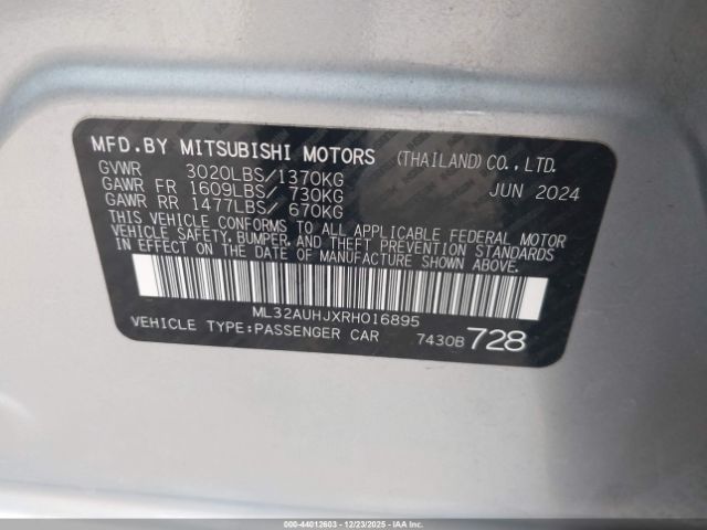2024 MITSUBISHI MIRAGE ML32AUHJXRH016895 Photo 8
