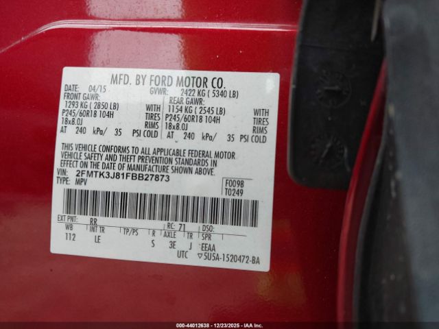 2015 FORD EDGE 2FMTK3J81FBB27873 Photo 8