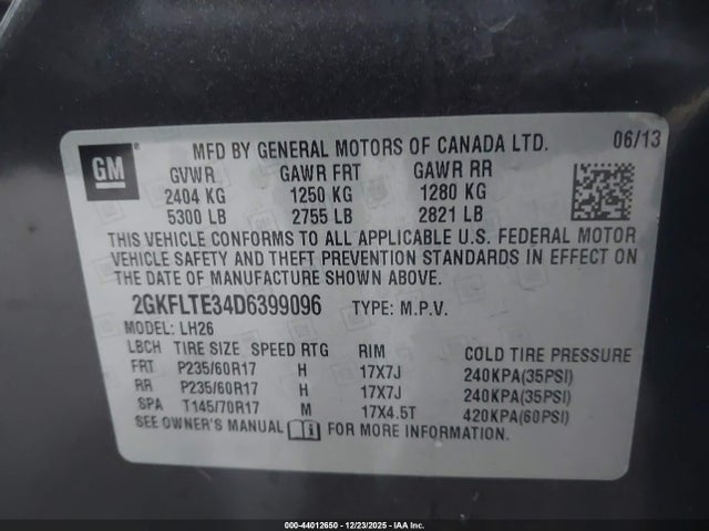 2013 GMC TERRAIN 2GKFLTE34D6399096 Photo 8