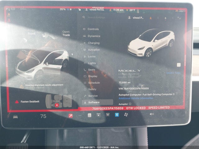 7SAYGDEE5PA115859 Tesla Model Y Awd/long Range Dual Motor All-wheel Drive