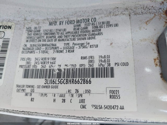 3LN6L5GC8HR662866 Lincoln Mkz Black Label