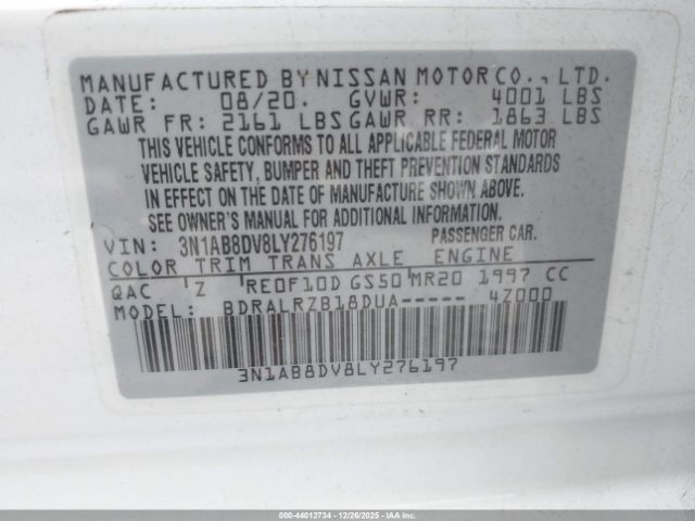 2020 NISSAN SENTRA 3N1AB8DV8LY276197 Photo 8