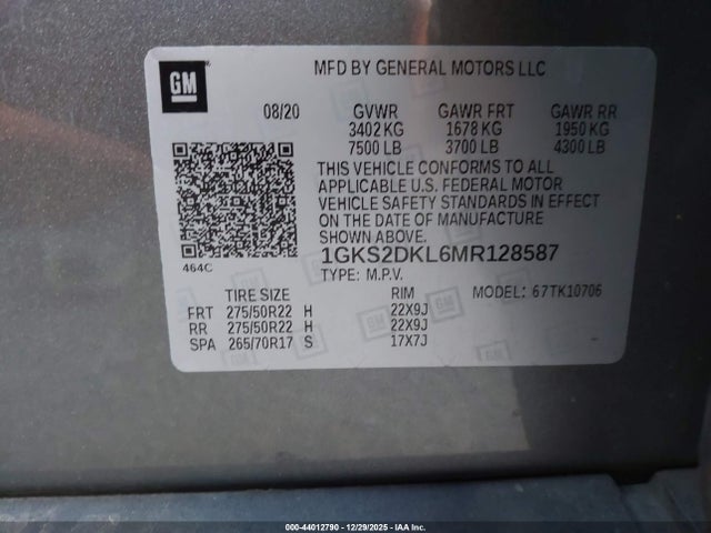 GMC Yukon 4wd Denali 2021 1GKS2DKL6MR128587 Image 9