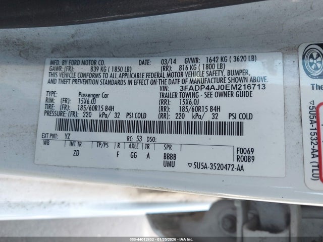 2014 FORD FIESTA 3FADP4AJ0EM216713 Photo 8