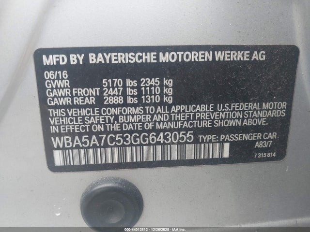2016 BMW 528I WBA5A7C53GG643055 Photo 8