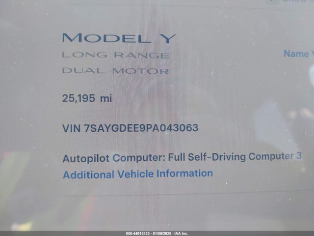 7SAYGDEE9PA043063 Tesla Model Y Awd/long Range Dual Motor All-wheel Drive