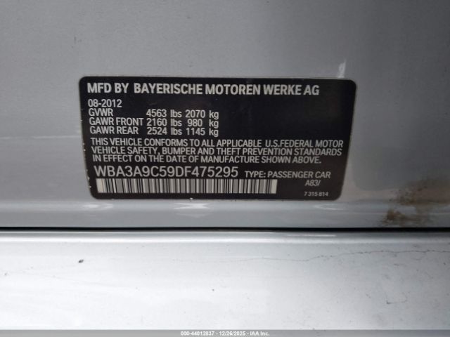 2013 BMW 335I WBA3A9C59DF475295 Photo 8