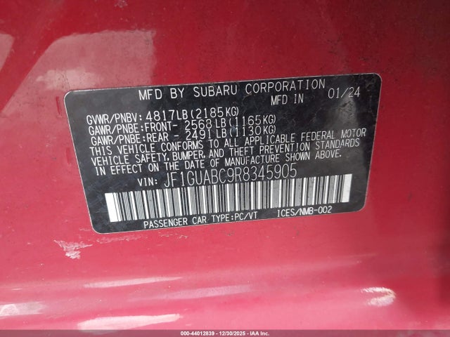 Subaru Impreza Base 5-door 2024 JF1GUABC9R8345905 Image 9