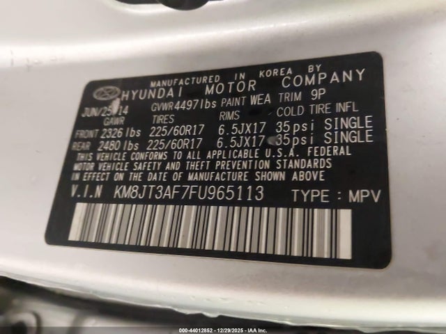 Продаж на аукціоні авто 2015 Hyundai Tucson Gls, vin: KM8JT3AF7FU965113, номер лоту: 44012852