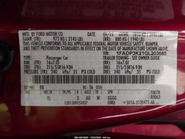 2016 FORD FOCUS 1FADP3K21GL203085 Photo 8