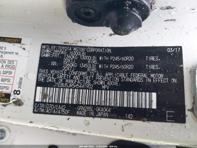 JTEBU5JR5H5441902 Toyota 4runner Limited
