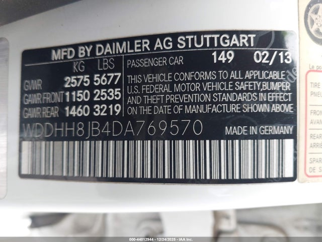 44012944 :رقم المزاد ، WDDHH8JB4DA769570 vin ، 2013 Mercedes-benz E 350 4matic مزاد بيع