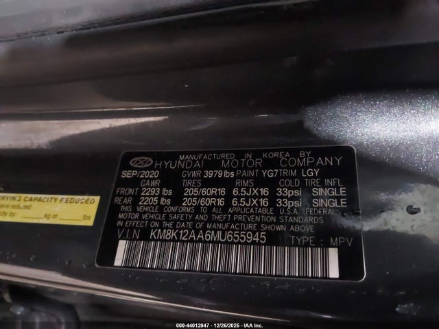 2021 HYUNDAI KONA KM8K12AA6MU655945 Photo 8