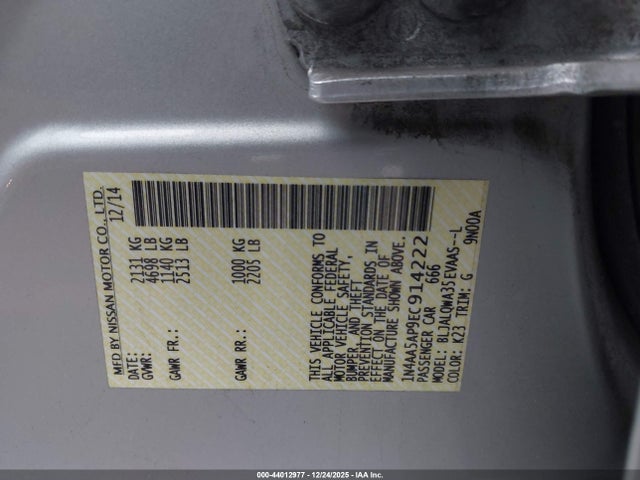 Nissan Maxima 3.5 S 2014 1N4AA5AP9EC914222 Image 9