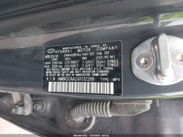 2018 HYUNDAI KONA KM8K2CAA2JU132288 Photo 8