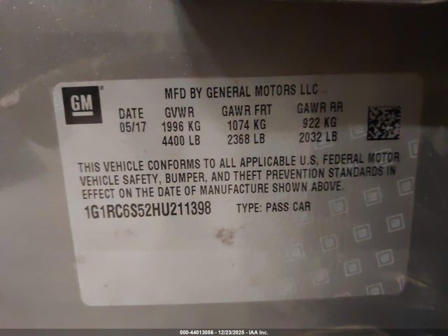 1G1RC6S52HU211398 Chevrolet VOLT LT