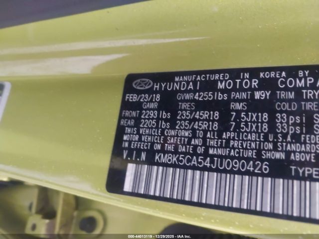 2018 HYUNDAI KONA KM8K5CA54JU090426 Photo 8