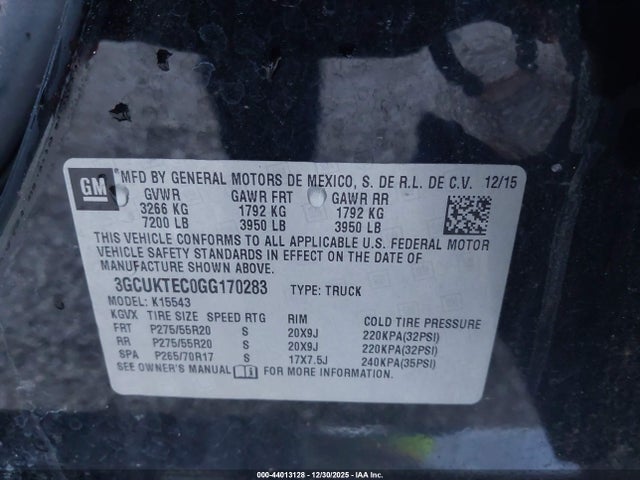3GCUKTEC0GG170283 Chevrolet Silverado 1500 High Country