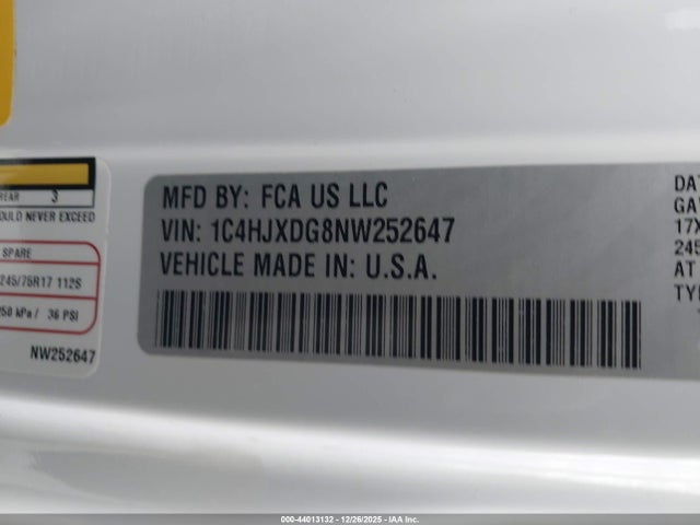 1C4HJXDG8NW252647 Jeep Wrangler Unlimited Sport S 4x4