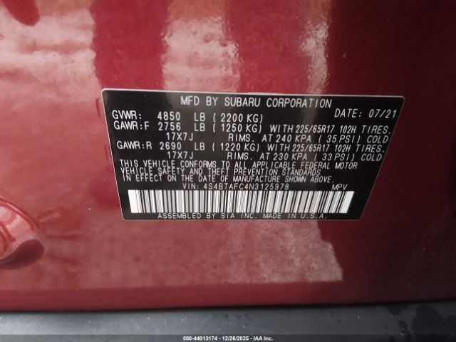 2022 SUBARU OUTBACK 4S4BTAFC4N3125978 Photo 8