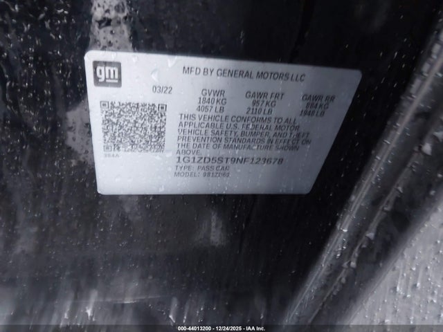 1G1ZD5ST9NF123678 Chevrolet Malibu Fwd Lt