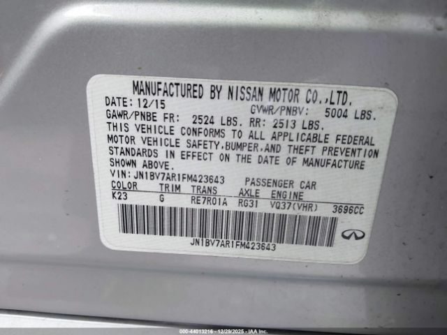 2015 INFINITI Q50 JN1BV7AR1FM423643 Photo 8