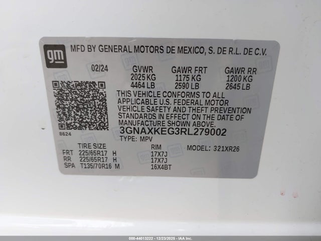 3GNAXKEG3RL279002 Chevrolet Equinox Fwd Lt