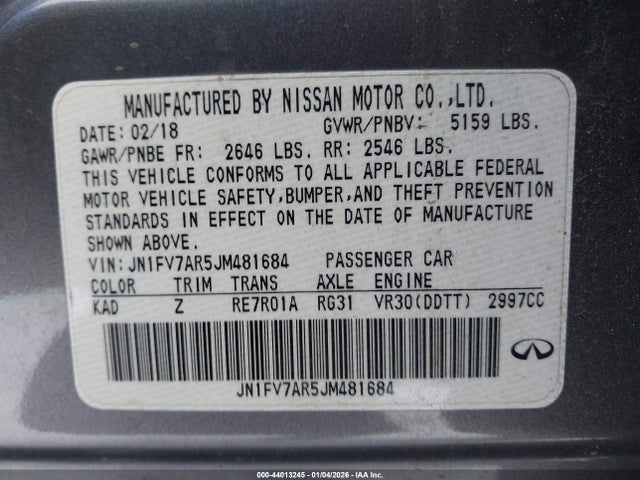 JN1FV7AR5JM481684 Infiniti Q50 3.0t Red Sport 400