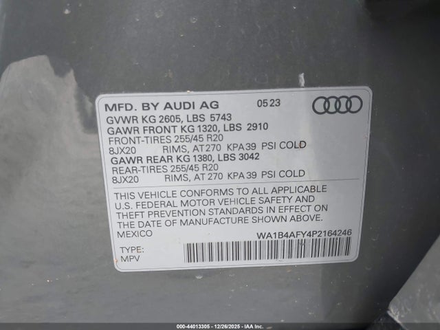WA1B4AFY4P2164246 Audi Sq5 Premium Plus Tfsi Quattro Tiptronic