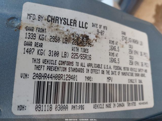 2008 CHRYSLER TOWN & COUNTRY 2A8HR44H08R129401 Photo 8