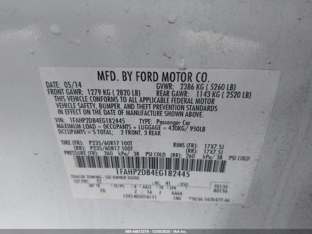 Ford TAURUS SE 2014 1FAHP2D84EG182445 Image 9