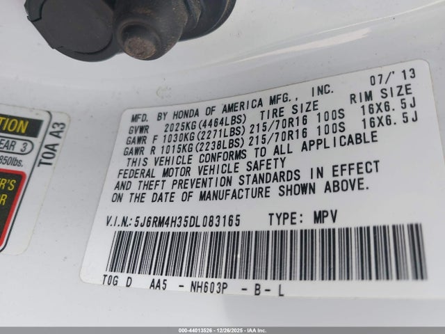 2013 HONDA CR-V 5J6RM4H35DL083165 Photo 8