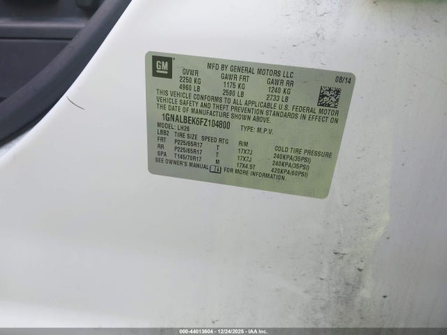 1GNALBEK6FZ104800 Chevrolet EQUINOX 1LT