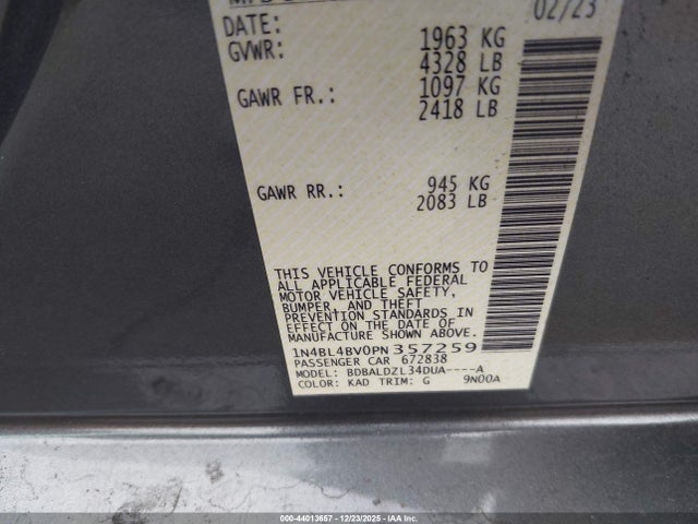 1N4BL4BV0PN357259 Nissan Altima S Fwd