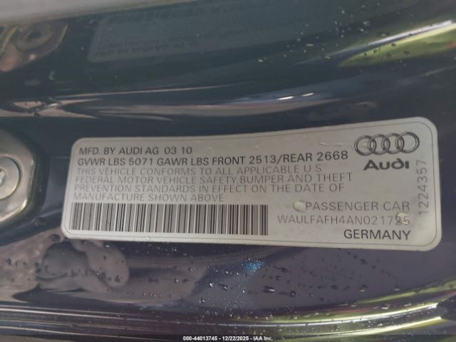 2010 AUDI A5 WAULFAFH4AN021725 Photo 8