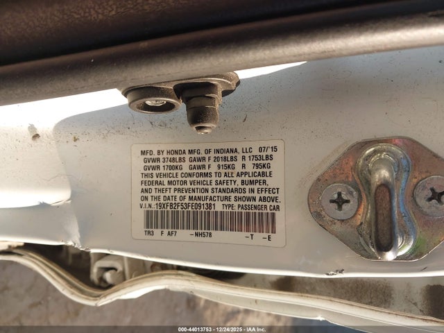 Honda Civic Lx 2015 19XFB2F53FE091381 Image 9