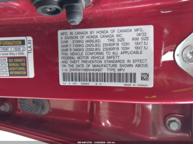 2022 HONDA CR-V 2HKRW1H88NH404907 Photo 8