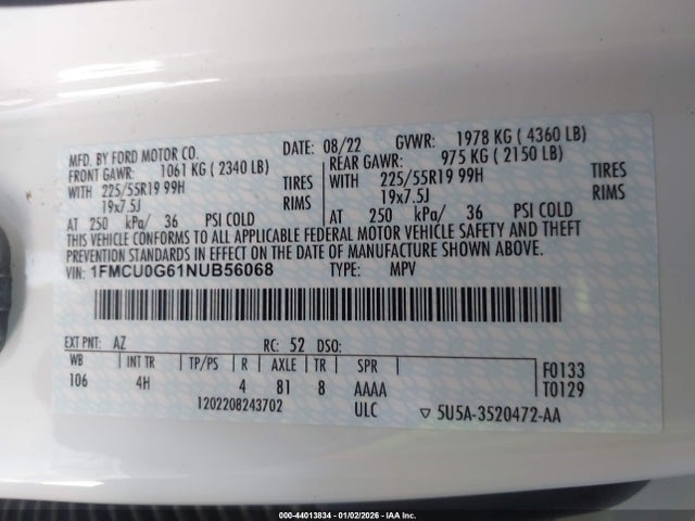1FMCU0G61NUB56068 Ford ESCAPE SE