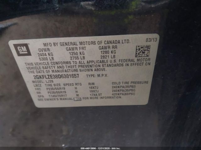 2013 GMC TERRAIN 2GKFLZE38D6301657 Photo 8