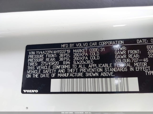 YV4A22PK4H1133719 Volvo Xc90 T6 Momentum
