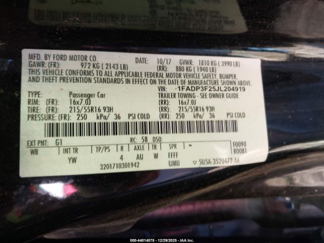 2018 FORD FOCUS 1FADP3F25JL204919 Photo 8