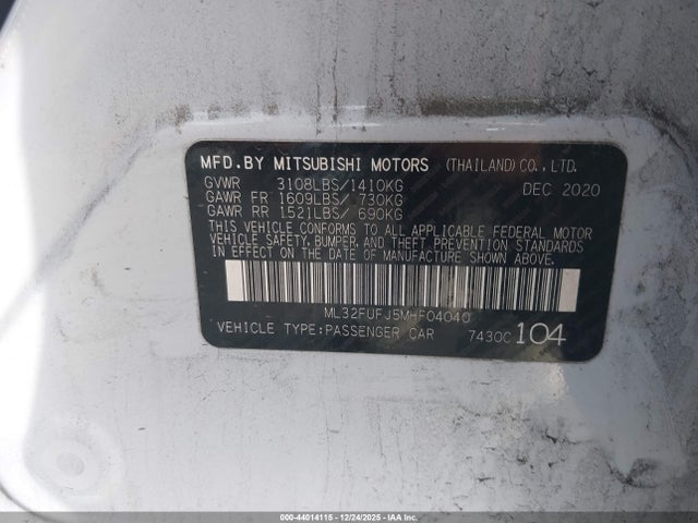 2021 MITSUBISHI MIRAGE G4 ML32FUFJ5MHF04040 Photo 8