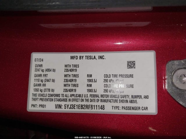 2024 TESLA MODEL 3 5YJ3E1EB2RF811148 Photo 8