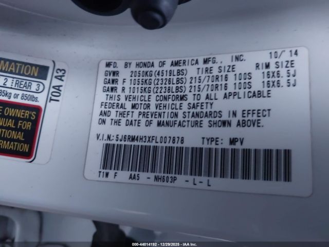 2015 HONDA CR-V 5J6RM4H3XFL007878 Photo 8