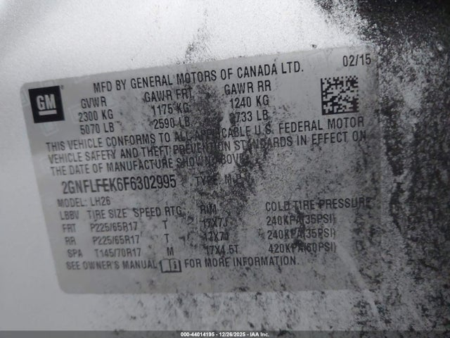 2GNFLFEK6F6302995 Chevrolet EQUINOX 1LT
