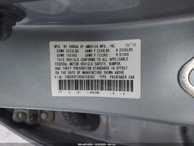 1HGCR2F39GA038090 Honda ACCORD LX