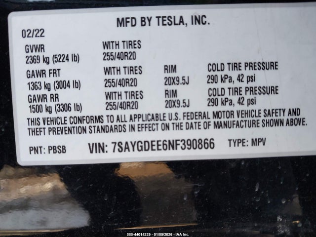 2022 TESLA MODEL Y 7SAYGDEE6NF390866 Photo 8