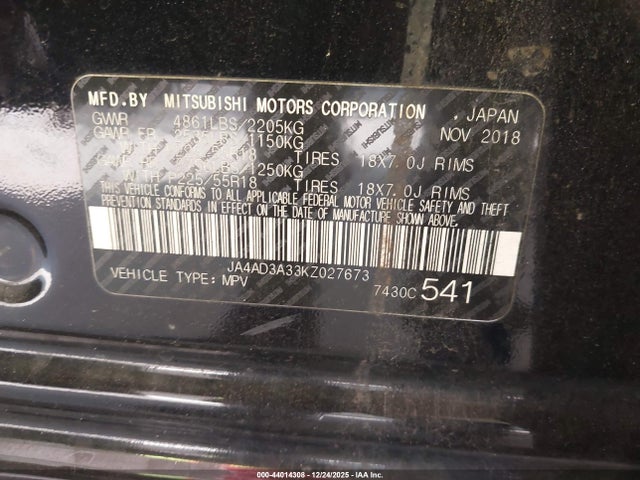 2019 MITSUBISHI OUTLANDER JA4AD3A33KZ027673 Photo 8