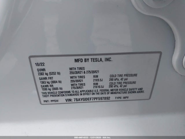 2023 TESLA MODEL Y 7SAYGDEF7PF597892 Photo 8